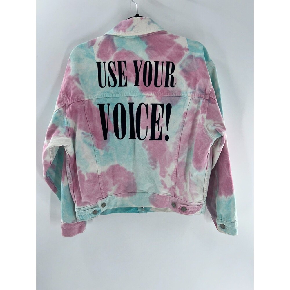 Women’s Levi's Pastel Tie Dye Y2K Oversized Trucker Style Denim Jacket Size XS - Picture 6 of 9